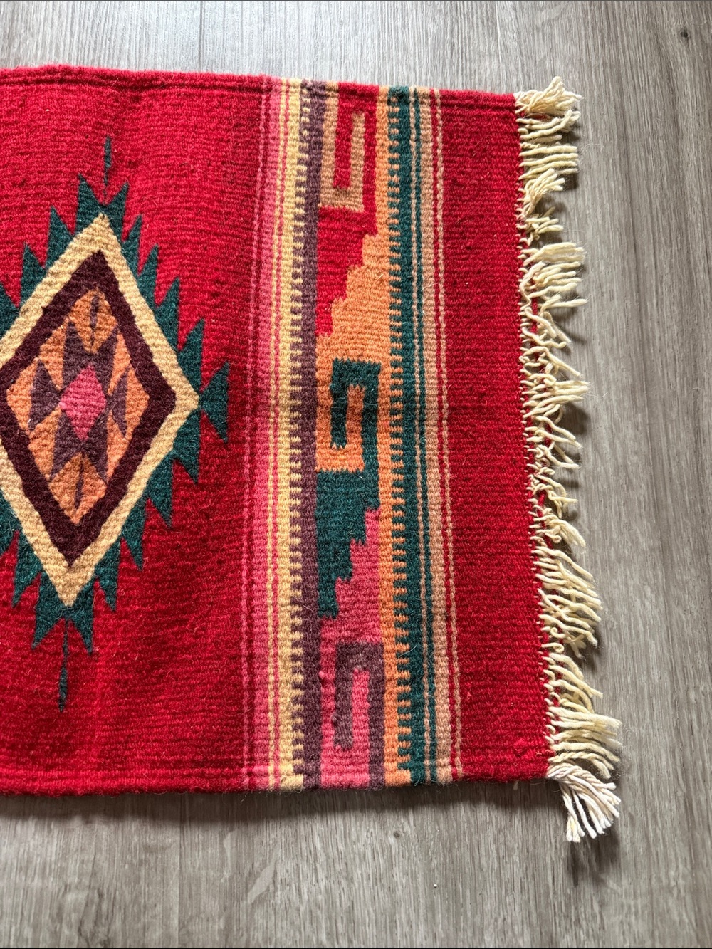 Red Southwestern Diamond Accent Table Mat - Picture 3 of 10